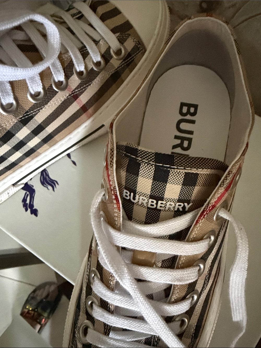 Authentic Burberry Women's Jack Vintage Check Low Top Sneakers - Picture 6 of 8